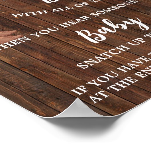 Cowboy zeg niet Baby Clothespin Baby shower Game Poster (Hoek)