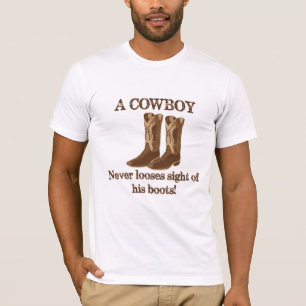 Cowboy ziet er nooit uit hoe hij zijn Westerne kun T-shirt