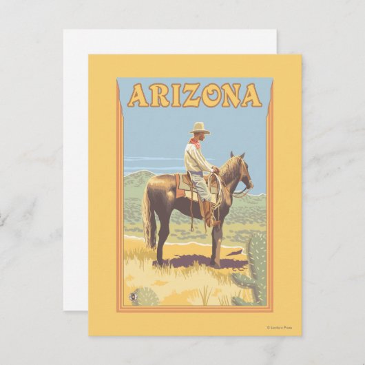 Cowboy (zijdelings Uitzicht) Arizona Briefkaart (Voorkant / Achterkant)