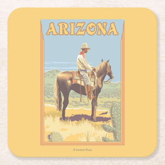 Cowboy (zijdelings Uitzicht) Arizona Kartonnen Onderzetters (Voorkant)