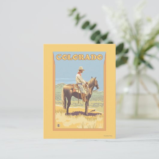 Cowboy (zijdelings Uitzicht) Colorado Briefkaart (Staand voorkant)