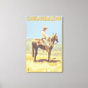 Cowboy (zijdelings Uitzicht) Colorado Canvas Afdruk