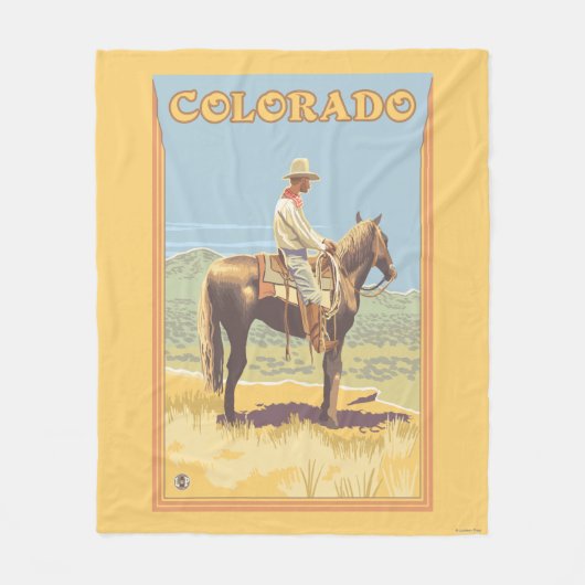 Cowboy (zijdelings Uitzicht) Colorado Fleece Deken (Voorkant)