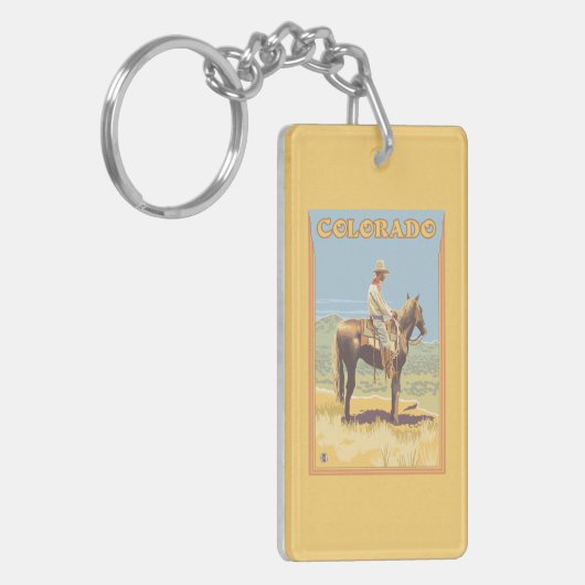 Cowboy (zijdelings Uitzicht) Colorado Sleutelhanger (Voorkant Links)