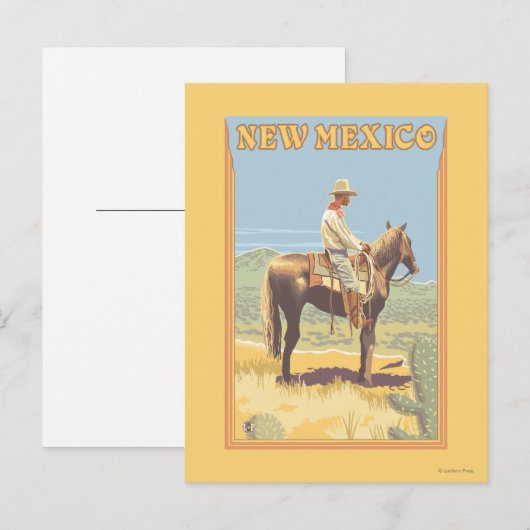 Cowboy (zijdelings Uitzicht) Nieuw Mexico Briefkaart (Voorkant / Achterkant)