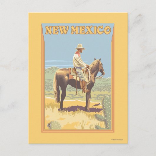 Cowboy (zijdelings Uitzicht) Nieuw Mexico Briefkaart (Voorkant)