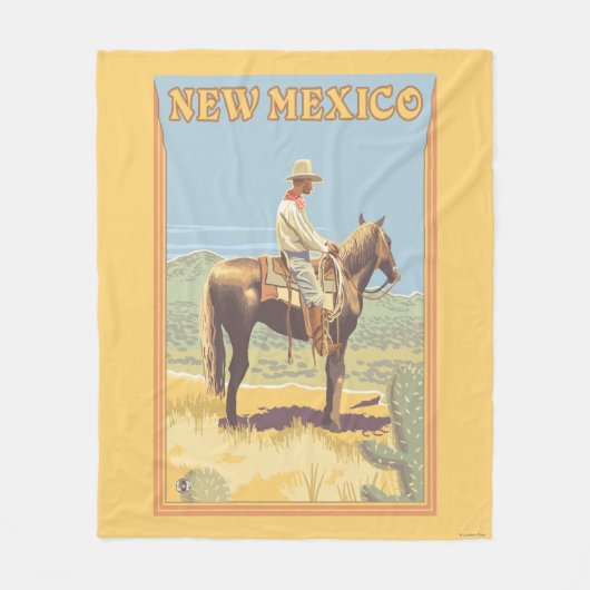 Cowboy (zijdelings Uitzicht) Nieuw Mexico Fleece Deken (Voorkant)