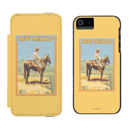 Cowboy (zijdelings Uitzicht) Nieuw Mexico Incipio iPhone Portemonnee Hoesje (Naast elkaar)