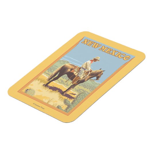 Cowboy (zijdelings Uitzicht) Nieuw Mexico Magneet (Linkerzijde)