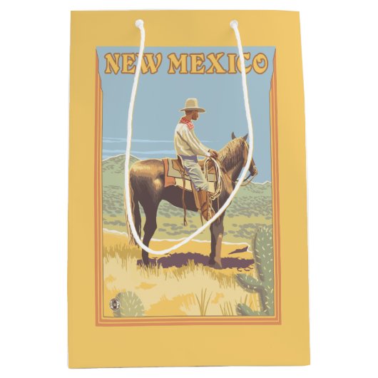 Cowboy (zijdelings Uitzicht) Nieuw Mexico Medium Cadeauzakje (Voorkant)