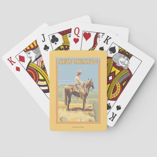 Cowboy (zijdelings Uitzicht) Nieuw Mexico Pokerkaarten (Achterkant)