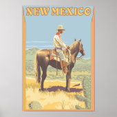 Cowboy (zijdelings Uitzicht) Nieuw Mexico Poster (Voorkant)
