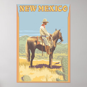 Cowboy (zijdelings Uitzicht) Nieuw Mexico Poster