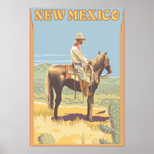 Cowboy (zijdelings Uitzicht) Nieuw Mexico Poster (Voorkant)