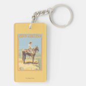 Cowboy (zijdelings Uitzicht) Nieuw Mexico Sleutelhanger (achterkant)
