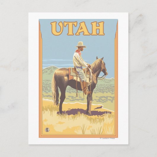 Cowboy (zijdelings Uitzicht)Utah Briefkaart (Voorkant)