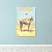 Cowboy (zijdelings Uitzicht)Utah Canvas Afdruk (Insitu (Houten vloer))