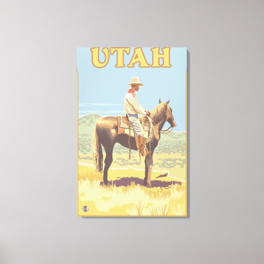 Cowboy (zijdelings Uitzicht)Utah Canvas Afdruk (Voorkant)