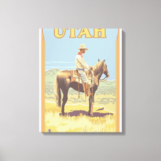 Cowboy (zijdelings Uitzicht)Utah Canvas Afdruk (Voorkant)