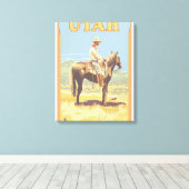 Cowboy (zijdelings Uitzicht)Utah Canvas Afdruk (Insitu (Houten vloer))