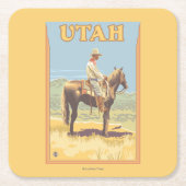 Cowboy (zijdelings Uitzicht)Utah Kartonnen Onderzetters (Voorkant)