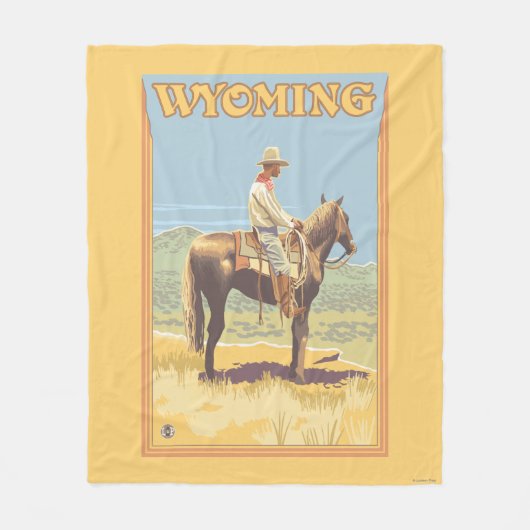 Cowboy (zijdelings Uitzicht) Wyoming Fleece Deken (Voorkant)