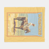 Cowboy (zijdelings Uitzicht) Wyoming Fleece Deken (Voorkant (Horizontaal))