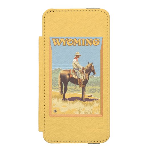 Cowboy (zijdelings Uitzicht) Wyoming Incipio iPhone Portemonnee Hoesje (Voorkant Agenda)