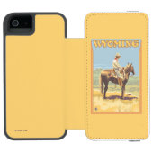 Cowboy (zijdelings Uitzicht) Wyoming Incipio iPhone Portemonnee Hoesje (Agenda Open)
