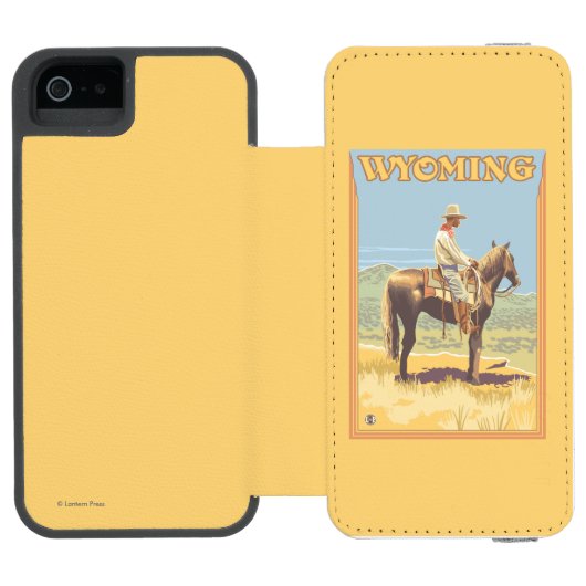 Cowboy (zijdelings Uitzicht) Wyoming Incipio iPhone Portemonnee Hoesje (Agenda Open)