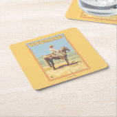 Cowboy (zijdelings Uitzicht) Wyoming Kartonnen Onderzetters (Schuin)