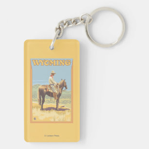 Cowboy (zijdelings Uitzicht) Wyoming Sleutelhanger