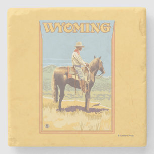 Cowboy (zijdelings Uitzicht) Wyoming Stenen Onderzetter