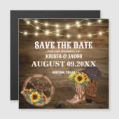 Cowboy Zonnebloem Western Bruiloft Save The Date (Voorkant / Achterkant)