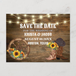 Cowboy Zonnebloem Western Bruiloft Save The Date Briefkaart