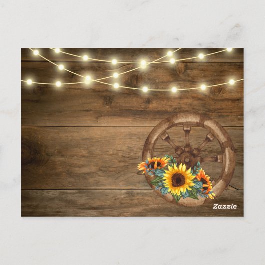 Cowboy Zonnebloem Western Bruiloft Save The Date Briefkaart (Achterkant)