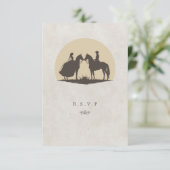 Cowboy zonsondergang maaltijd keuzes bruiloft RSVP (Staand voorkant)