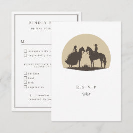 Cowboy zonsondergang maaltijd keuzes bruiloft RSVP Kaartje