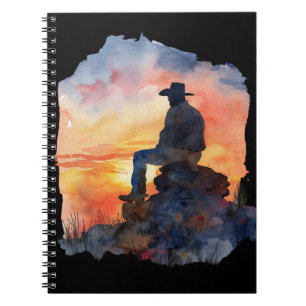 Cowboy zonsondergang. notitieboek