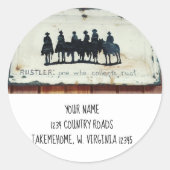  cowboyadres ronde sticker (Voorkant)