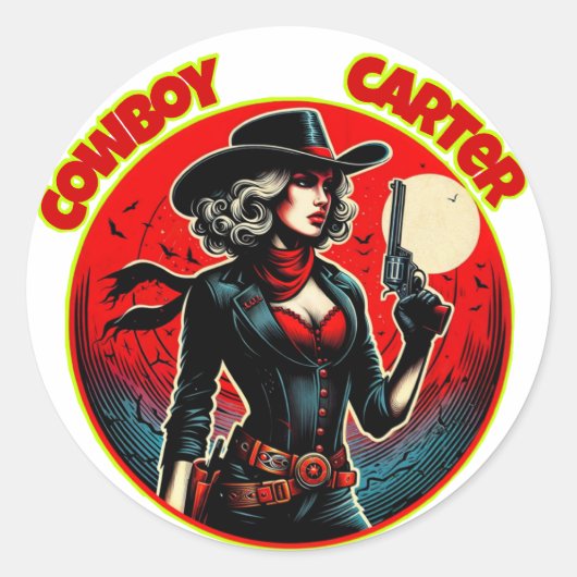 Cowboycarter Ronde Sticker (Voorkant)
