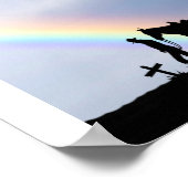 Cowboygebedsilhouet met regenboog Poster (Hoek)