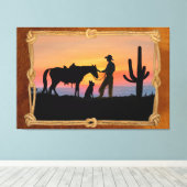 COWBOYGEZELLEN CANVAS AFDRUK (Insitu (Houten vloer))