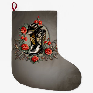 Cowboyharten: Een gedicht van laarzen en bloemen. Grote Kerstsok