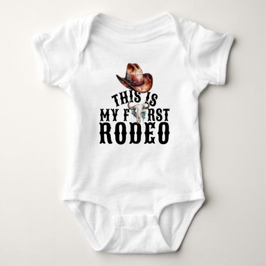 Cowboyhoed Cow Skull voor Eerste Rodeo Romper (Voorkant)