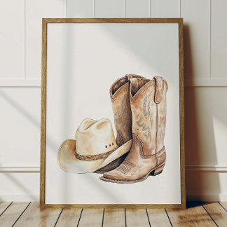 Cowboyhoed en Laars Poster Kinderen Westerse Kamer