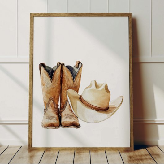 Cowboyhoed en laarzen poster kinderkamer decor