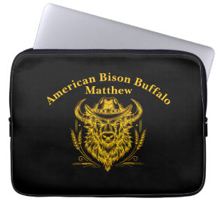 Cowboyhoed Gouden Buffalo Kunst Laptop Sleeve