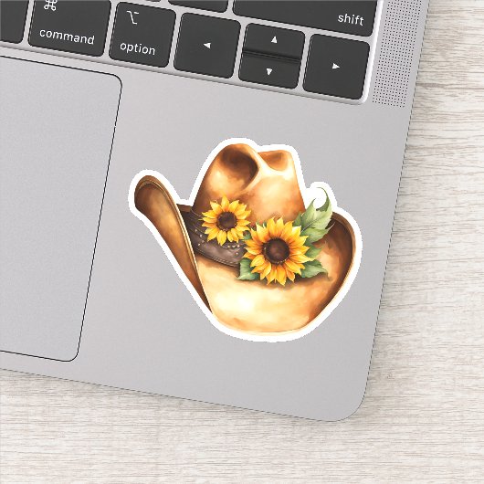Cowboyhoed met zonnebloemen sticker (Detail)