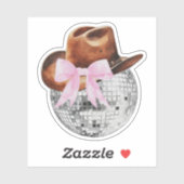 Cowboyhoed Roze Strik Disco Bal Western Sticker (Vel)